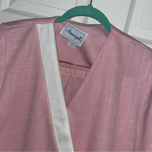 Vintage Nancy II Pink Pencil Skirt Suit Set NWT 8 Pearl Blazer Jacket USA new - Picture 9 of 10